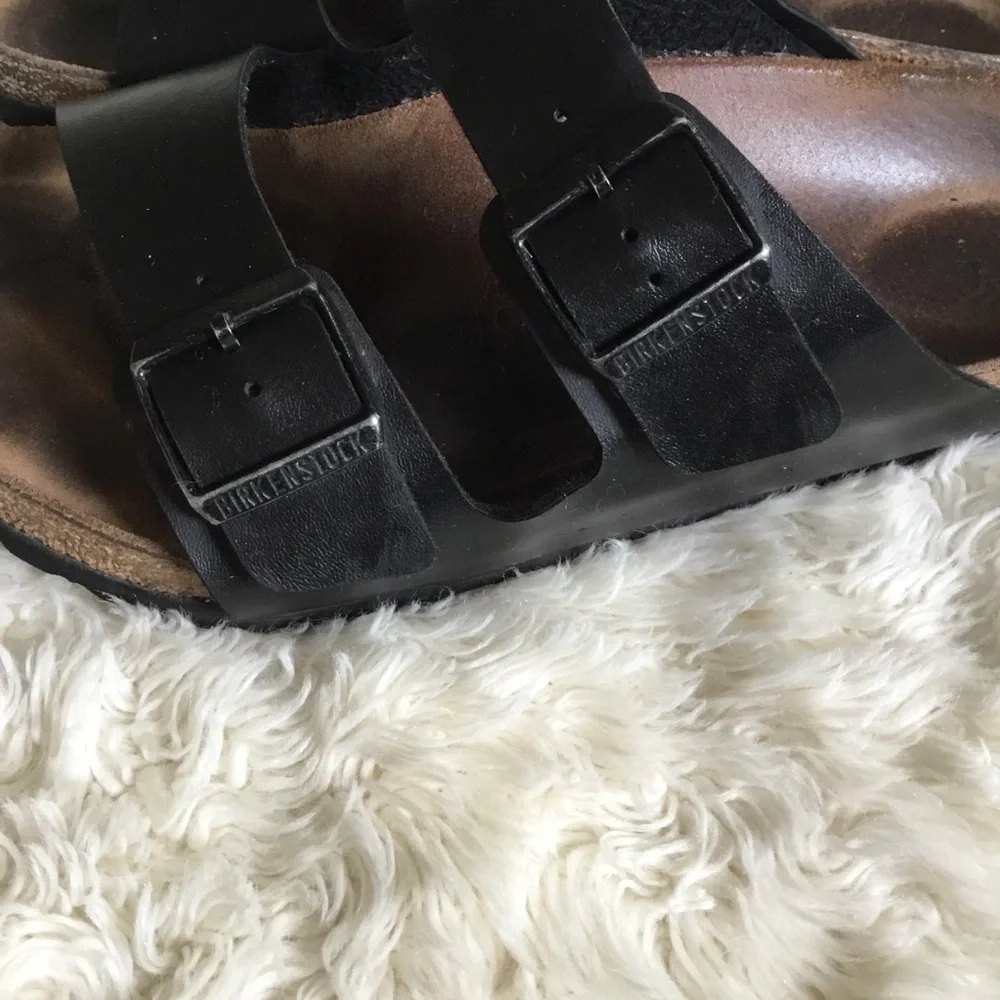 Birkenstock Black Leather Two-Strap Sandals size 41